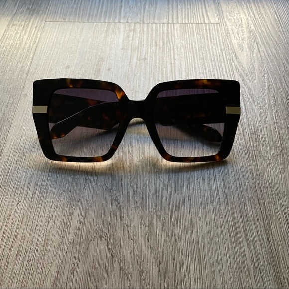 quay australia notorious tortoise brown oversized square sunglasses eyewear new - Picture 1 of 4